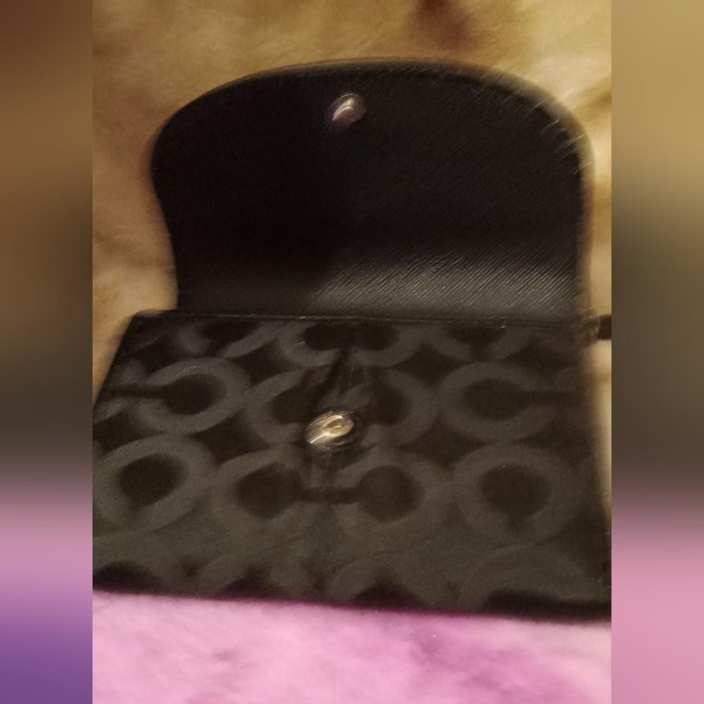 Coach Madison Op C Black Patent Leather Bi-fold Wallet With Gold Accents EUC - Picture 4 of 13